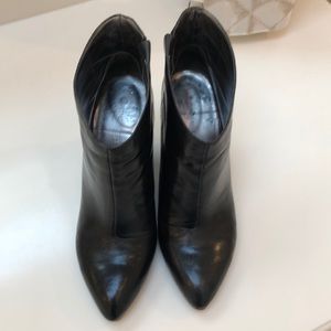 Black Leather Wedge Bootie